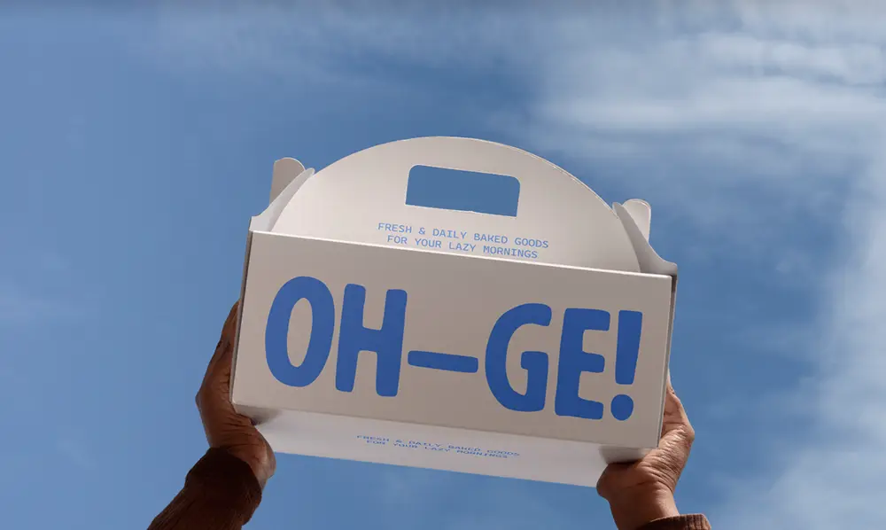 Example of a product design presented using a realistic box packaging mockup
